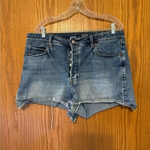Old Navy, sz 16, Sky-Hi A-Line, cut-off, denim shorts.